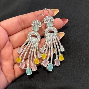Elegant Multi-Color Crystal Dangle Earrings